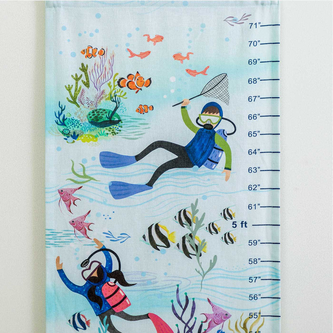 Personalized The Divers Theme Cotton Height Chart For Kids