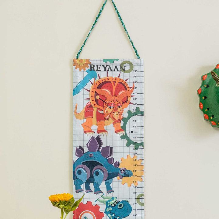 Personalized The March Of The Dinosaurs Theme Cotton Height Chart For Kids