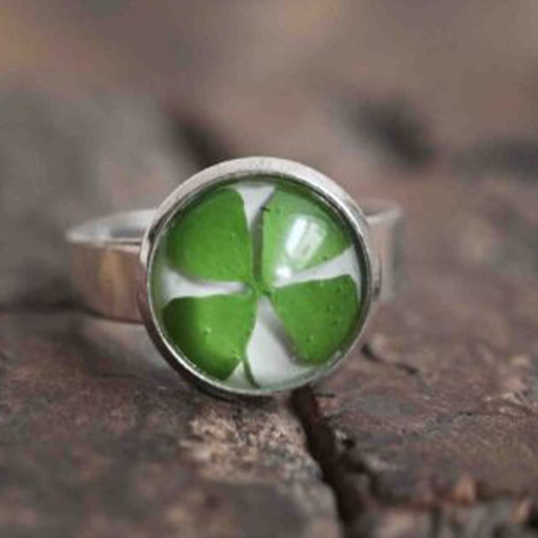 Handmade Preserved Clover Brass Ring