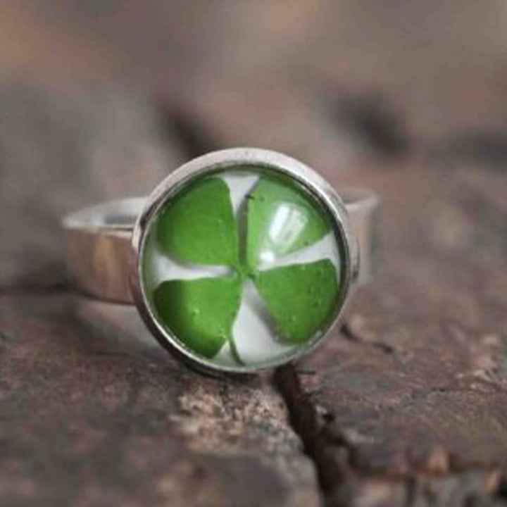 Handmade Preserved Clover Brass Ring