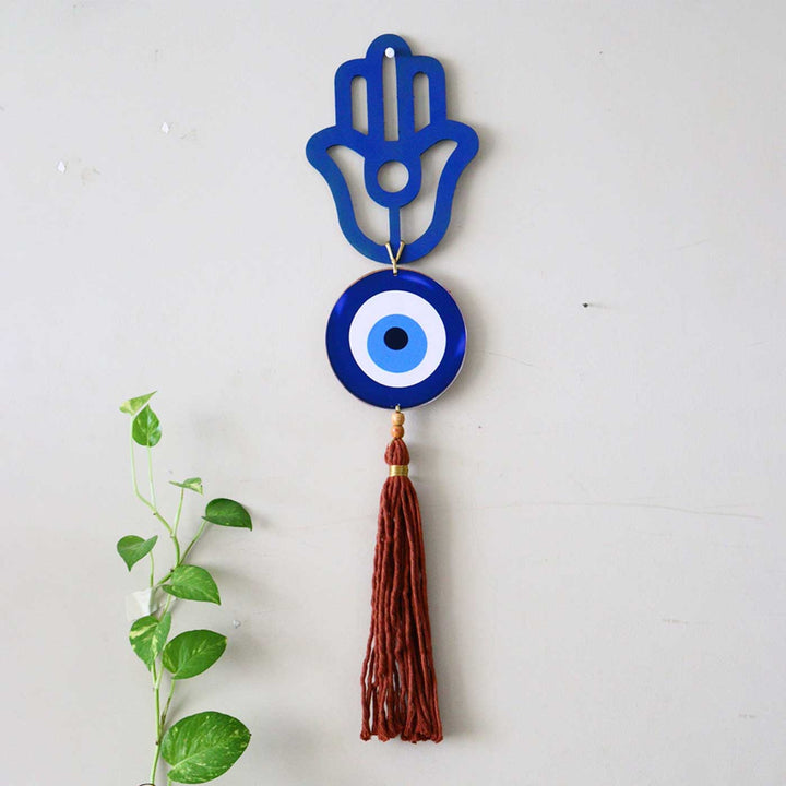 Blue Hamsa & Evil Eye MDF Wall Hanging