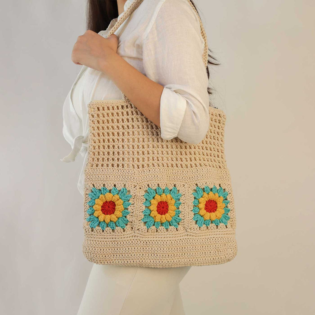 Handmade Crochet Shopper's Tote Bag