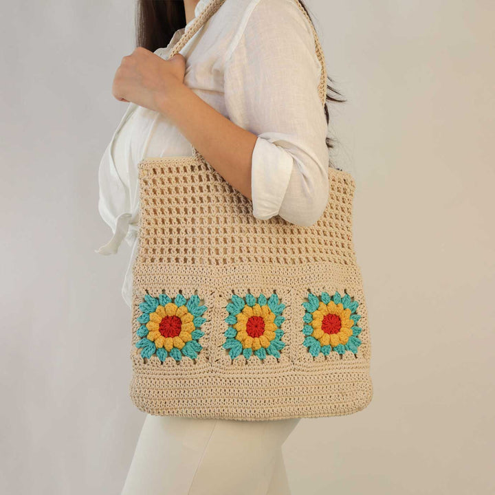 Handmade Crochet Shopper's Tote Bag