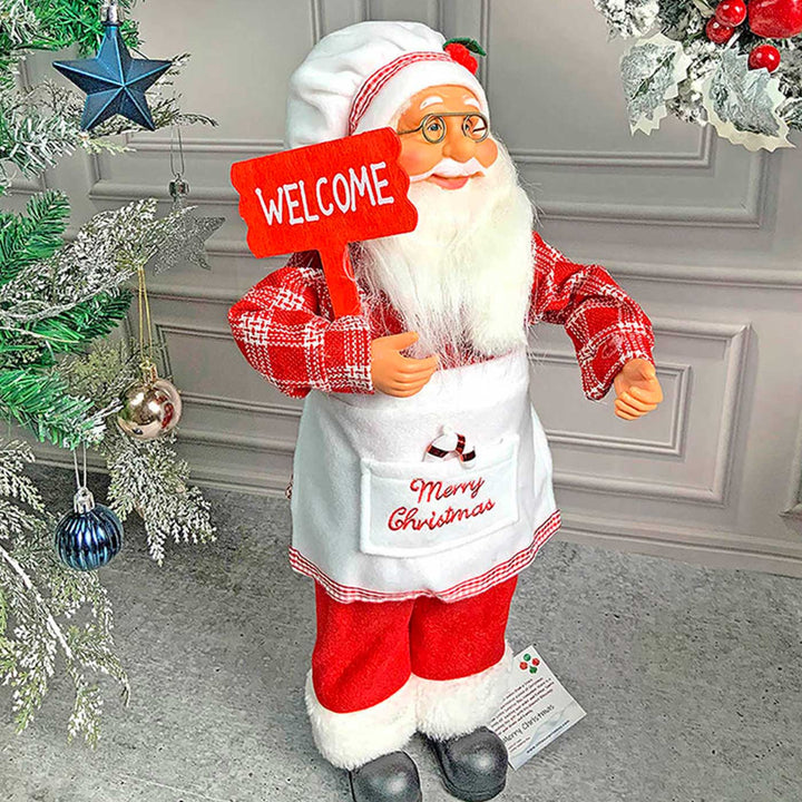 Small Masterchef Santa Claus Self-Standing Woolen Decor For Christmas Table Decoration