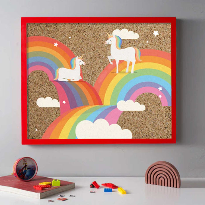 Handmade Above The Rainbows Wooden Pinboard For Kids