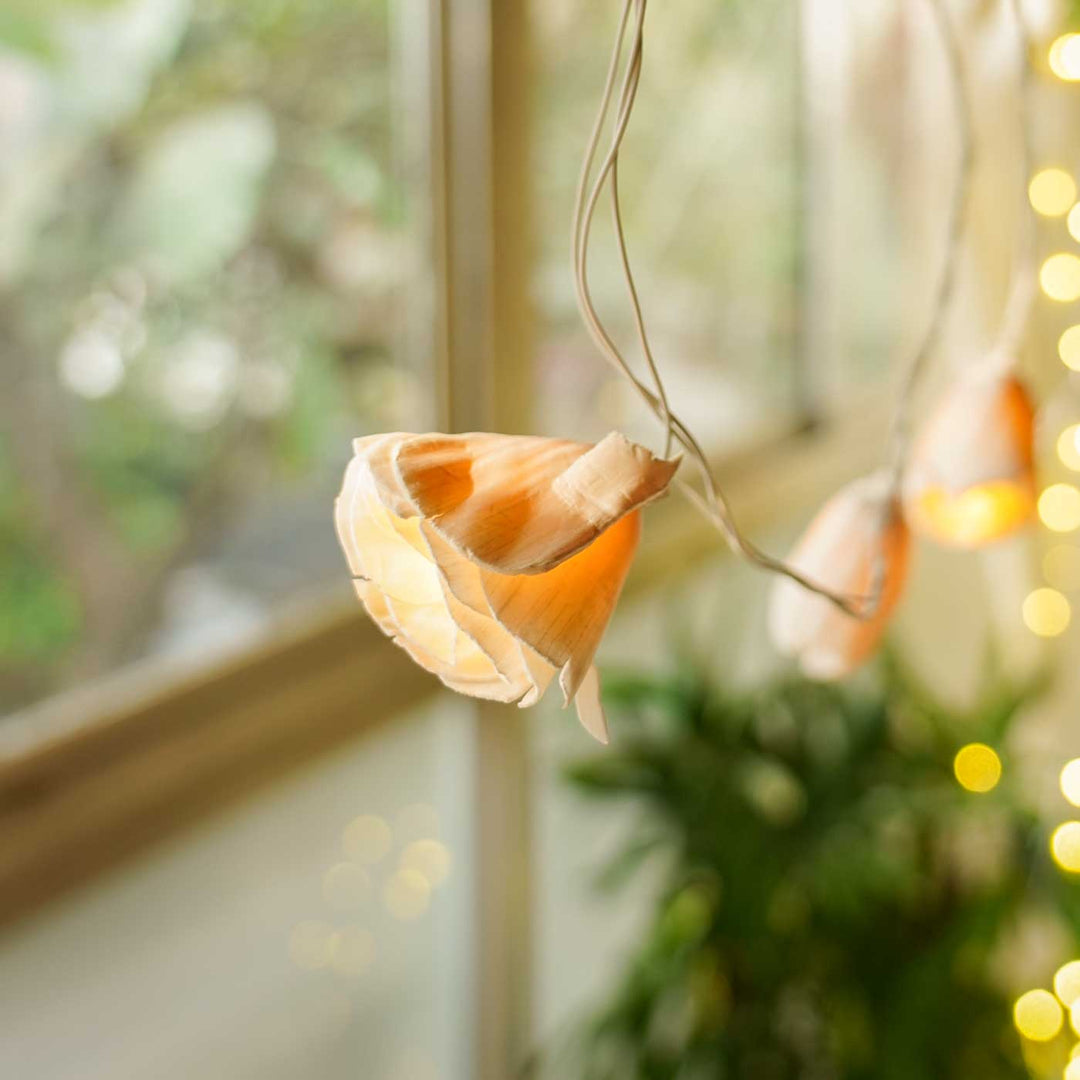 Handmade White Sholapith Flower String Fairy Light