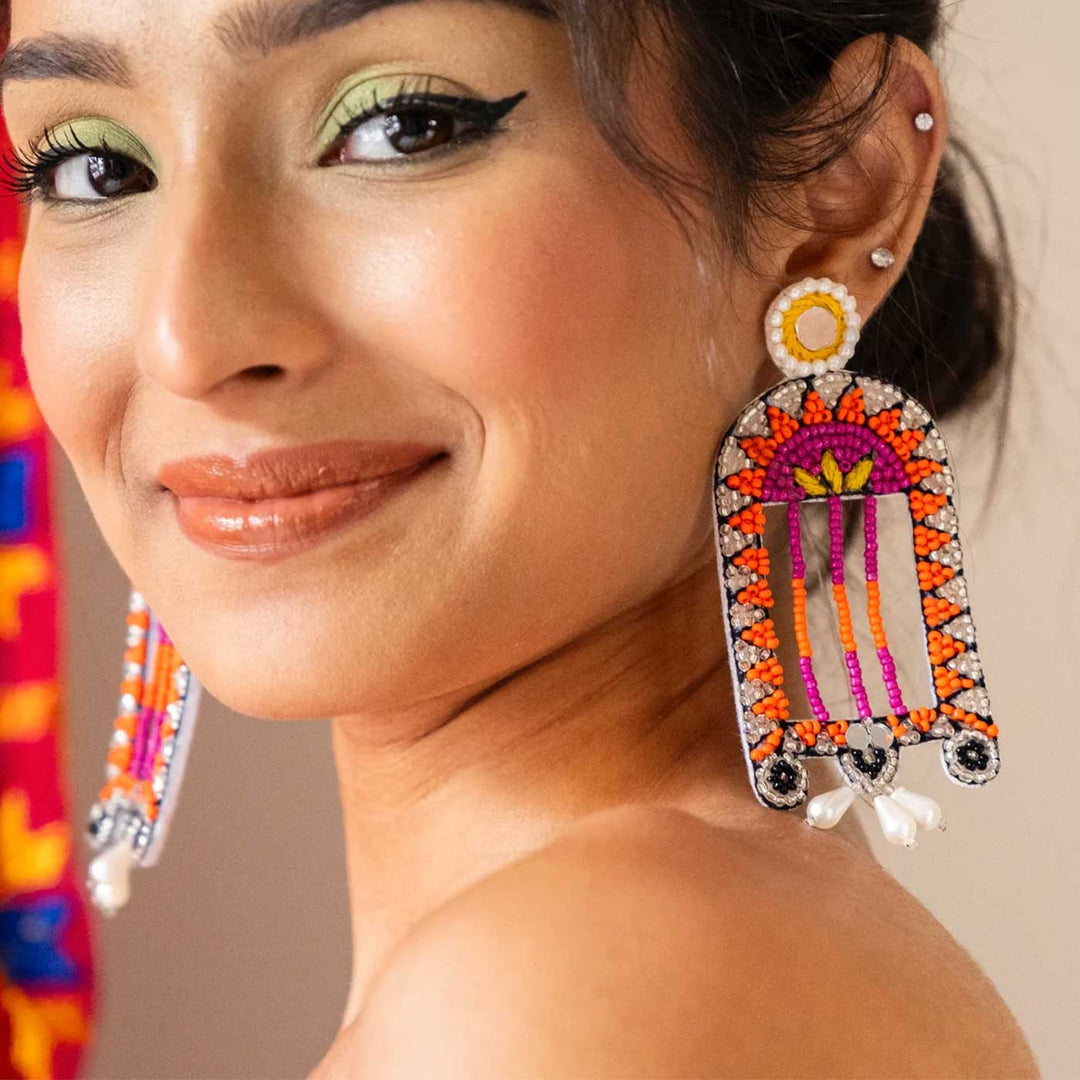 Handmade Sheesh Mahal Beaded Earrings