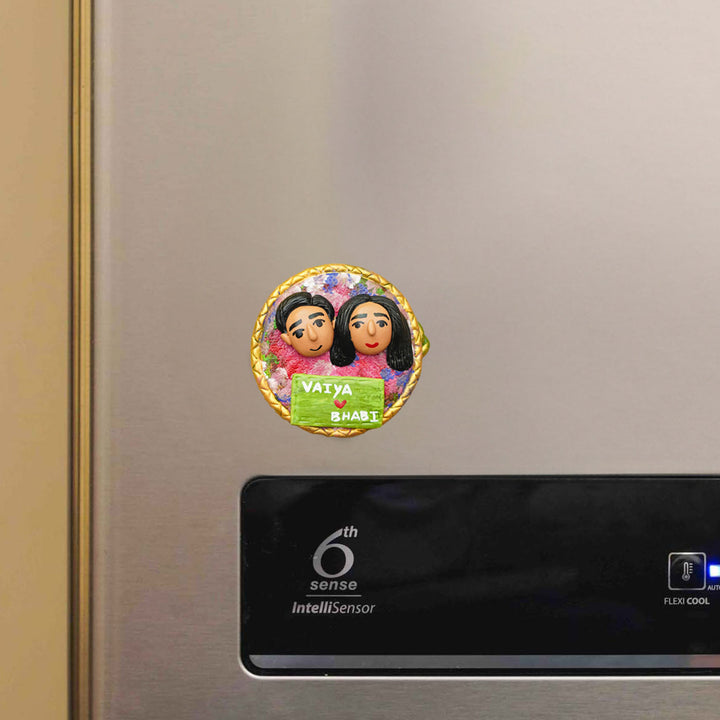 Photo Personalized Handmade Caricature Couple Clay Fridge Magnet