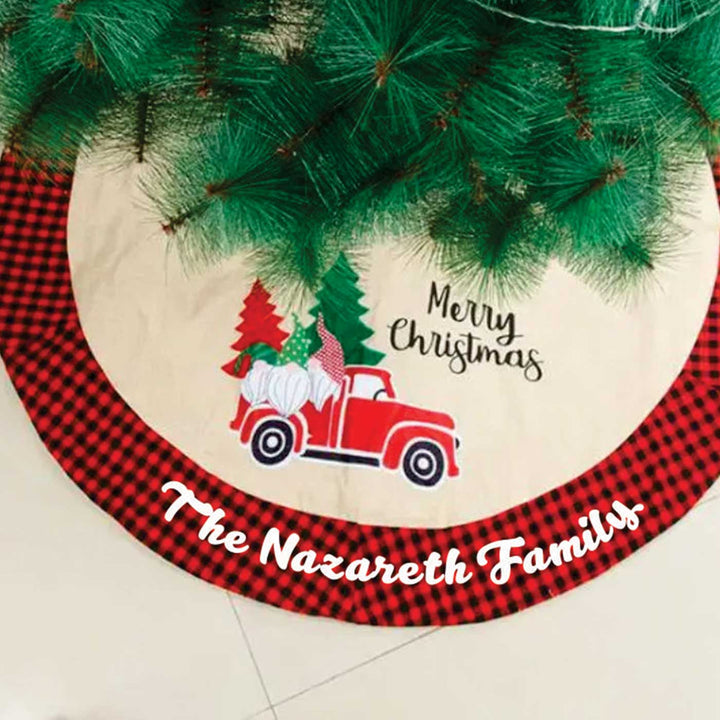 Personalized Santa's Joyride Cotton Tree Skirt For Christmas Tree Decoration