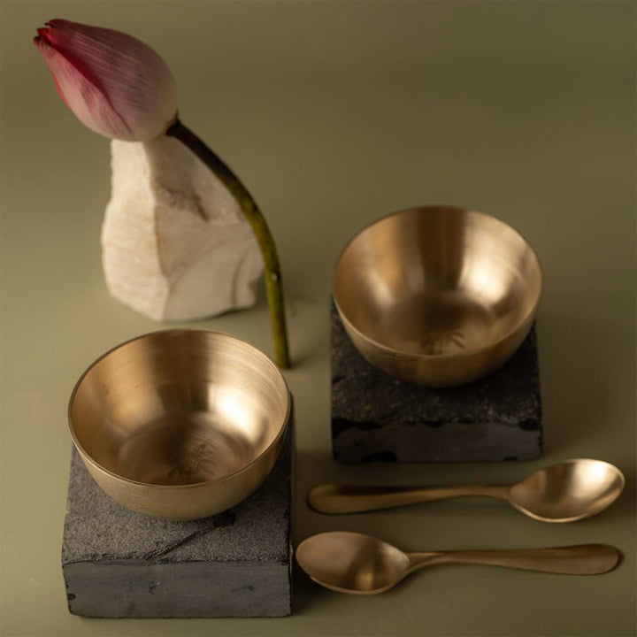 Handmade Gul Brass Serveware | Set Of 4