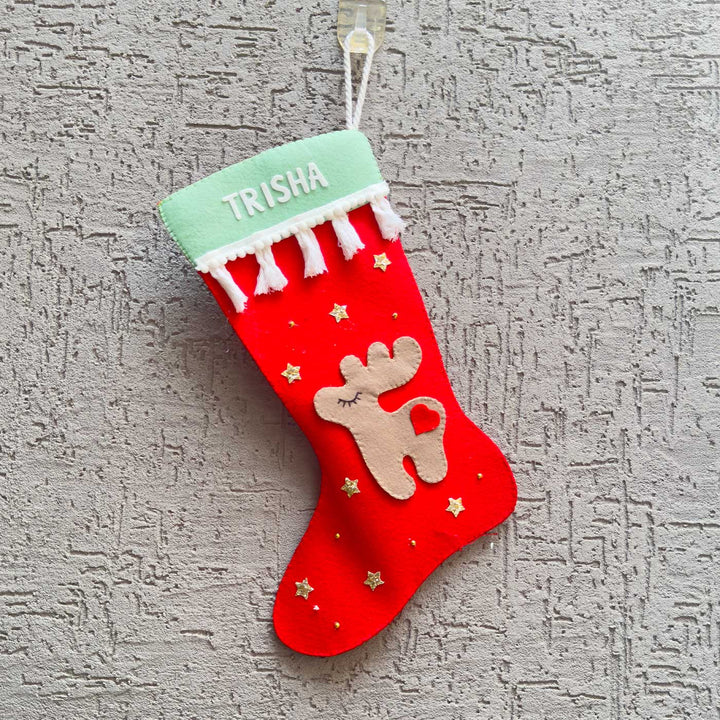 Personalized Reindeer Theme Felt Stockings For Christmas Decoration