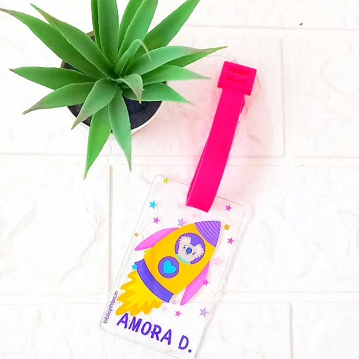 Personalized Rocket Theme Transparent Kids Bag Tag