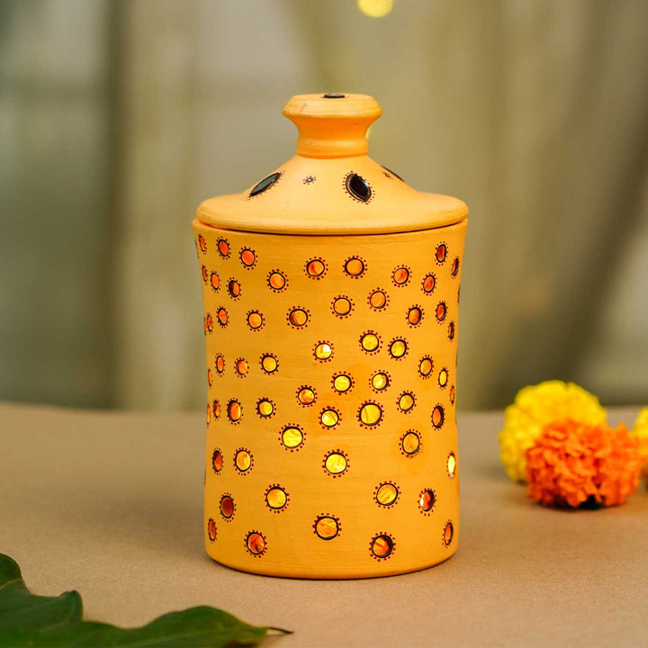 Handmade Yellow Jar Terracotta Oil Lamp / Diya