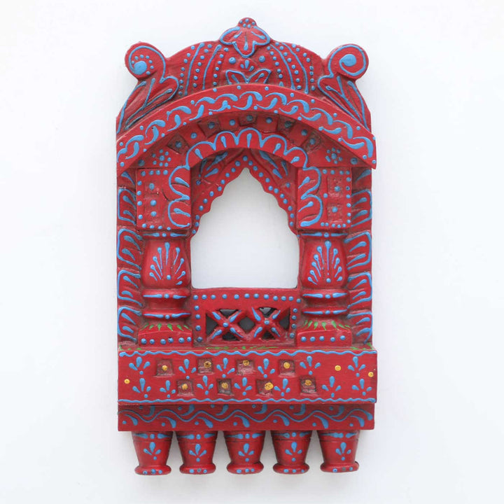 Handmade Traditional Red Wooden Jharokha