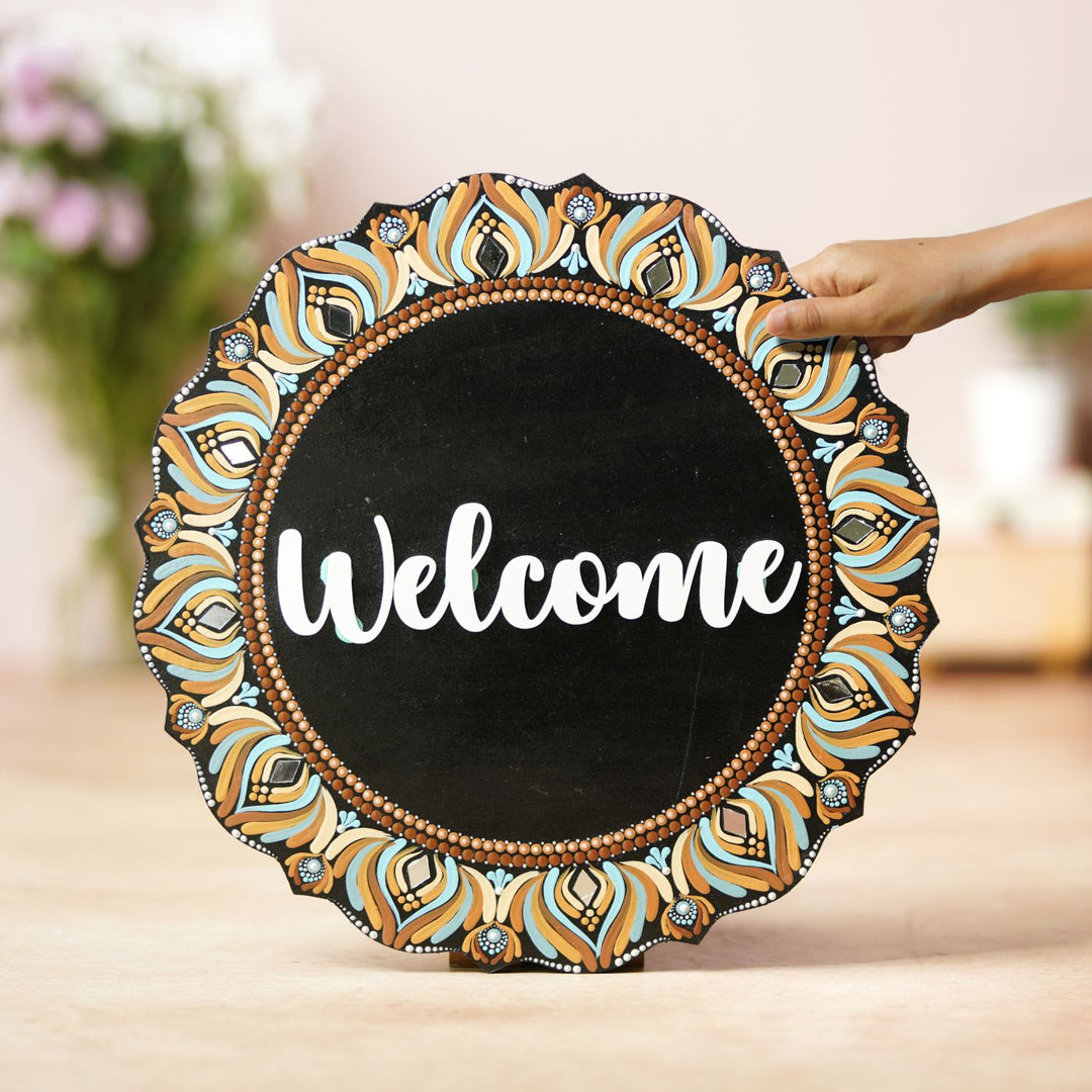 Handcrafted Dot Art Circular Name Plate