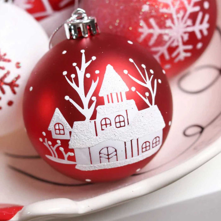 Red & White & Green Christmas Ball Ornaments For Decoration | Set of 16