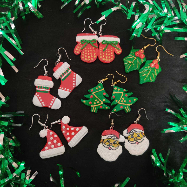 Handmade Christmas Mittens Clay Earrings | Secret Santa Gift Ideas