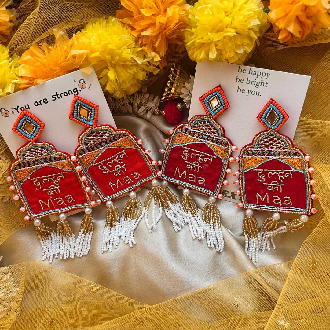 Handmade "Dulhan ki Maa" Beaded Earrings for Bride's Mother