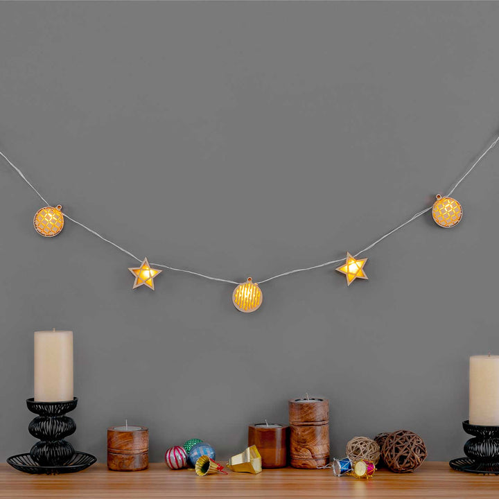 Decorative Birch Wood 3D Rio Star & Bobbles Fairy Light