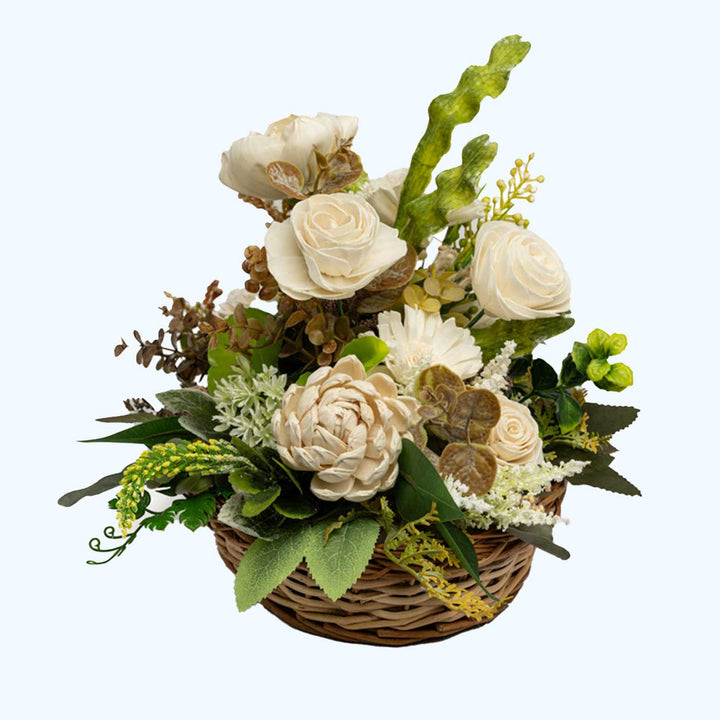 Handmade White Elegance Basket Shola Flower Centerpiece