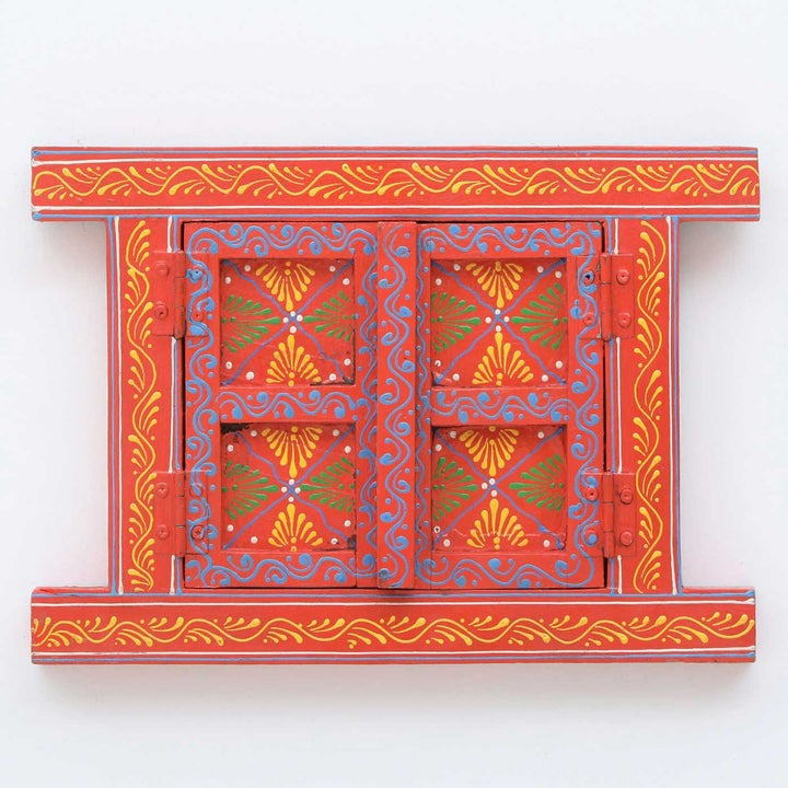 Handmade Decorative Orange Wooden Window Wall Decor