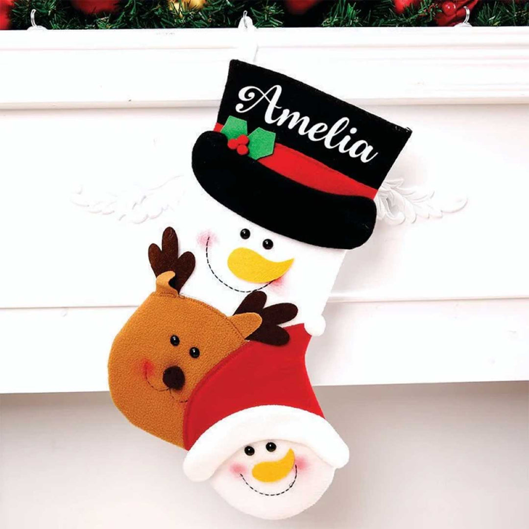 Personalized Happy Family Felt Stockings For Christmas Decoration