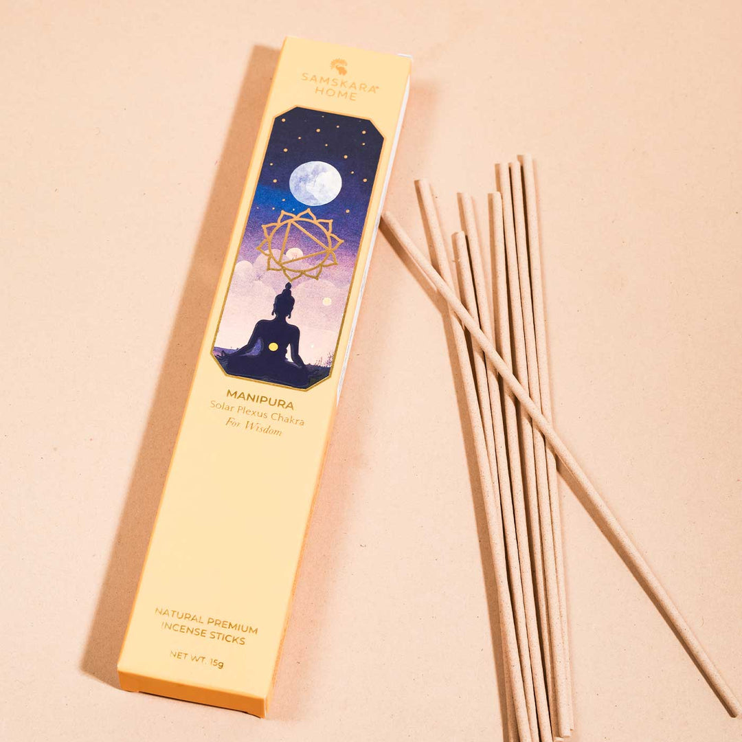 Handmade Manipura - Solar Plexus Chakra Natural Bamboo Free Incense Stick / Agarbatti | Set Of 15