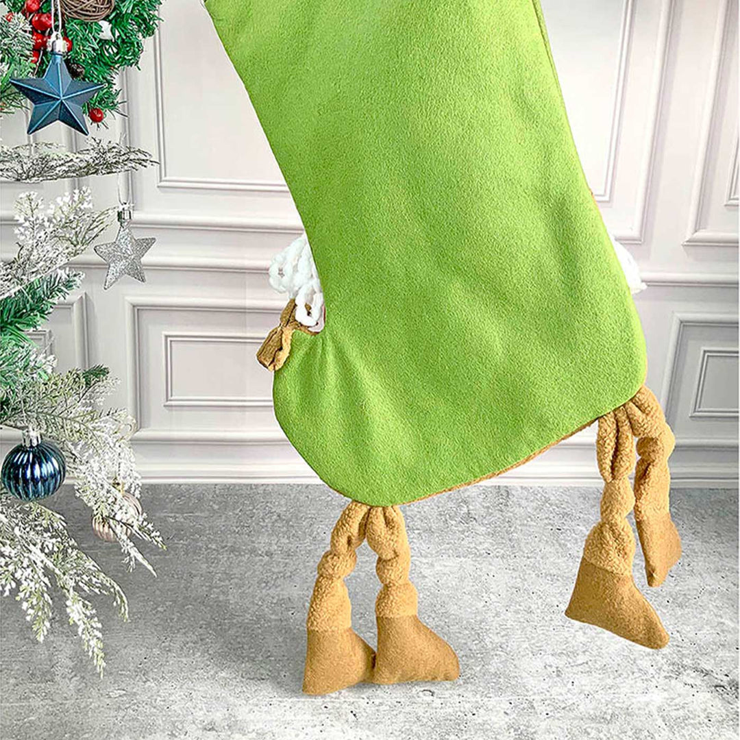 Handmade Knot Legs Santa Woolen Stockings For Christmas Decoration