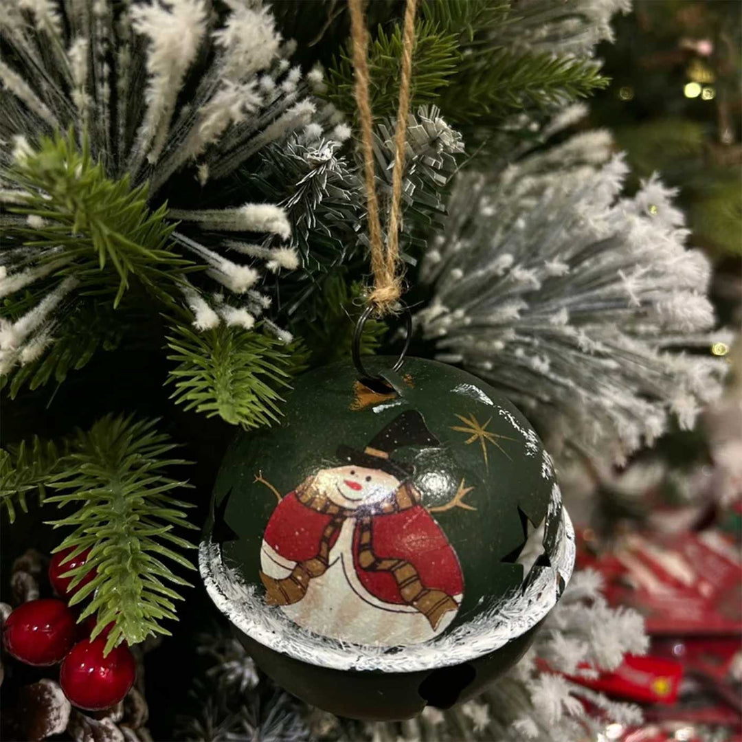 Handmade Evergreen Snowbell Metal Chirstmas Ball Ornaments For Decoration