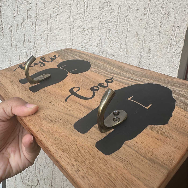 Personalized Handmade Wooden Key Hanger For 2 Pets