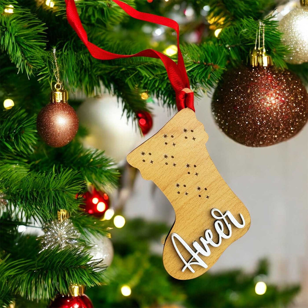 Personalized Socks Mdf Wood Ornaments For Christmas Tree Decoration