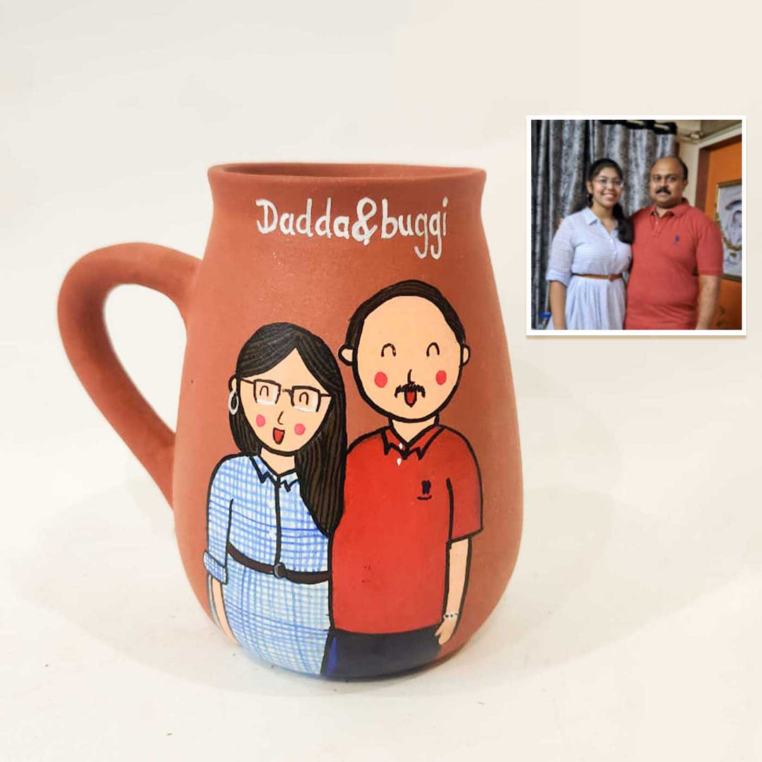 Personalised Terracotta Mugs with Photo Based Caricatures