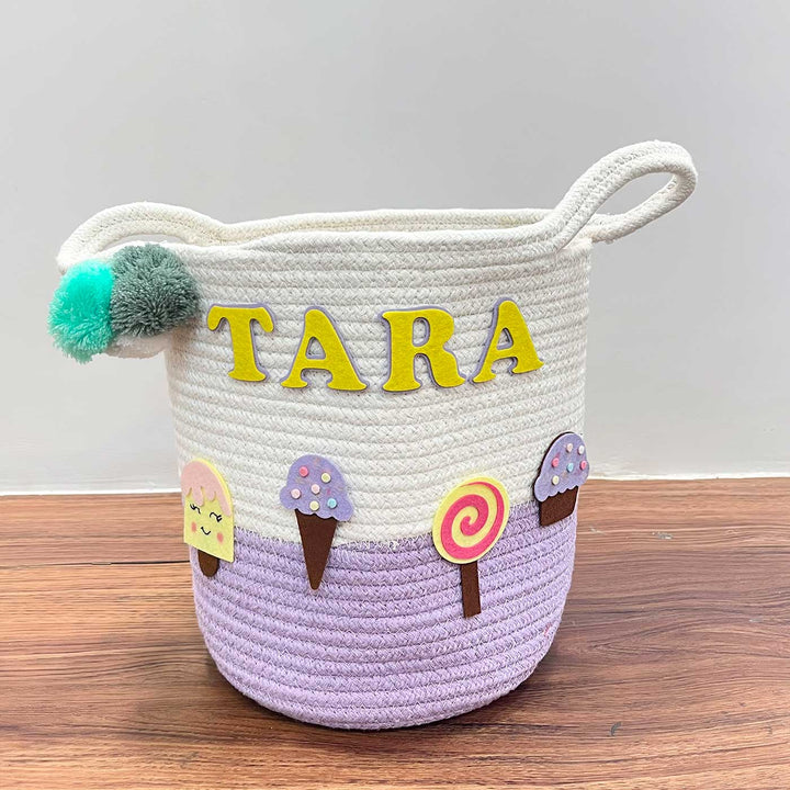 Personalized Handmade Sweet Treats Jute Basket For Kids