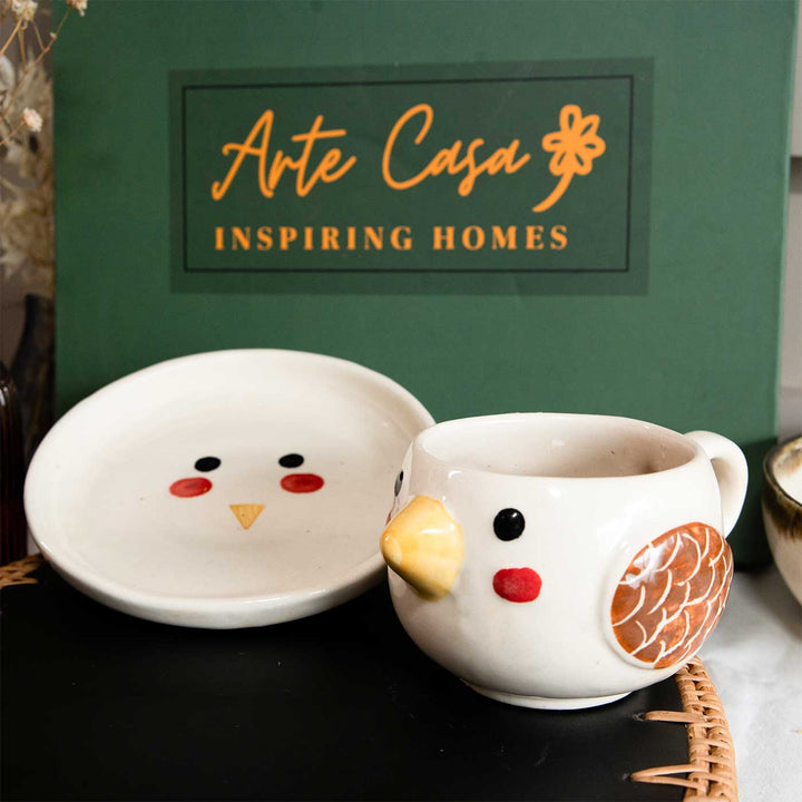 Chirp & Sip Bird Shaped Ceramic Cup & Saucer