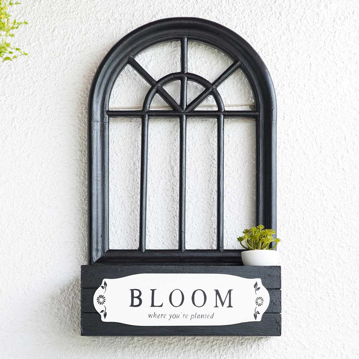 Handmade Black Elysian Arched Wooden Frame With Shelf