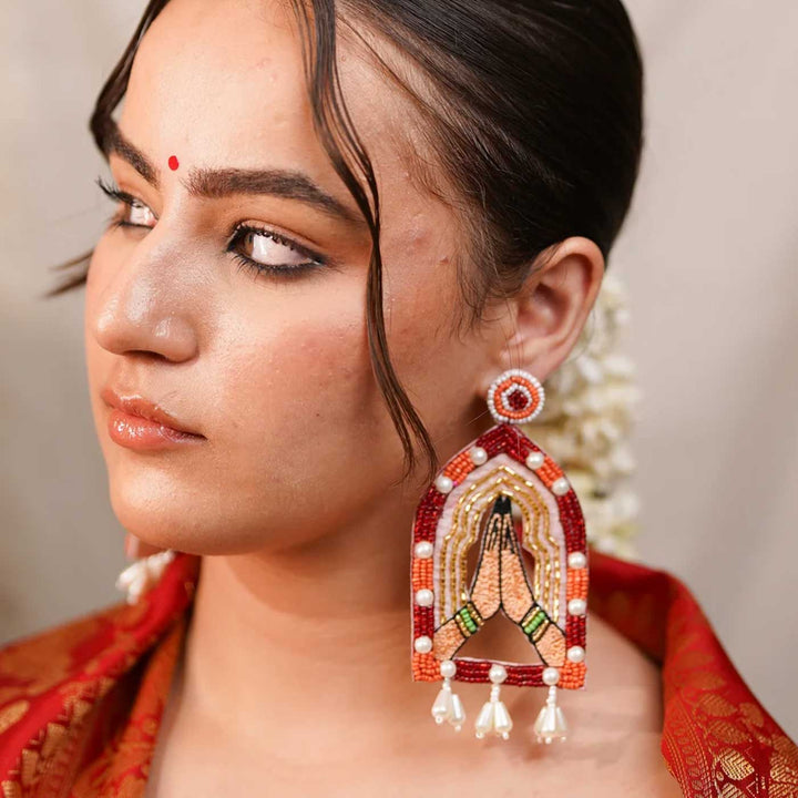 Handmade Khamma Ghani Beaded Earrings