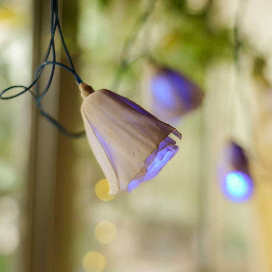 Handmade Blue Sholapith Flower String Fairy Light