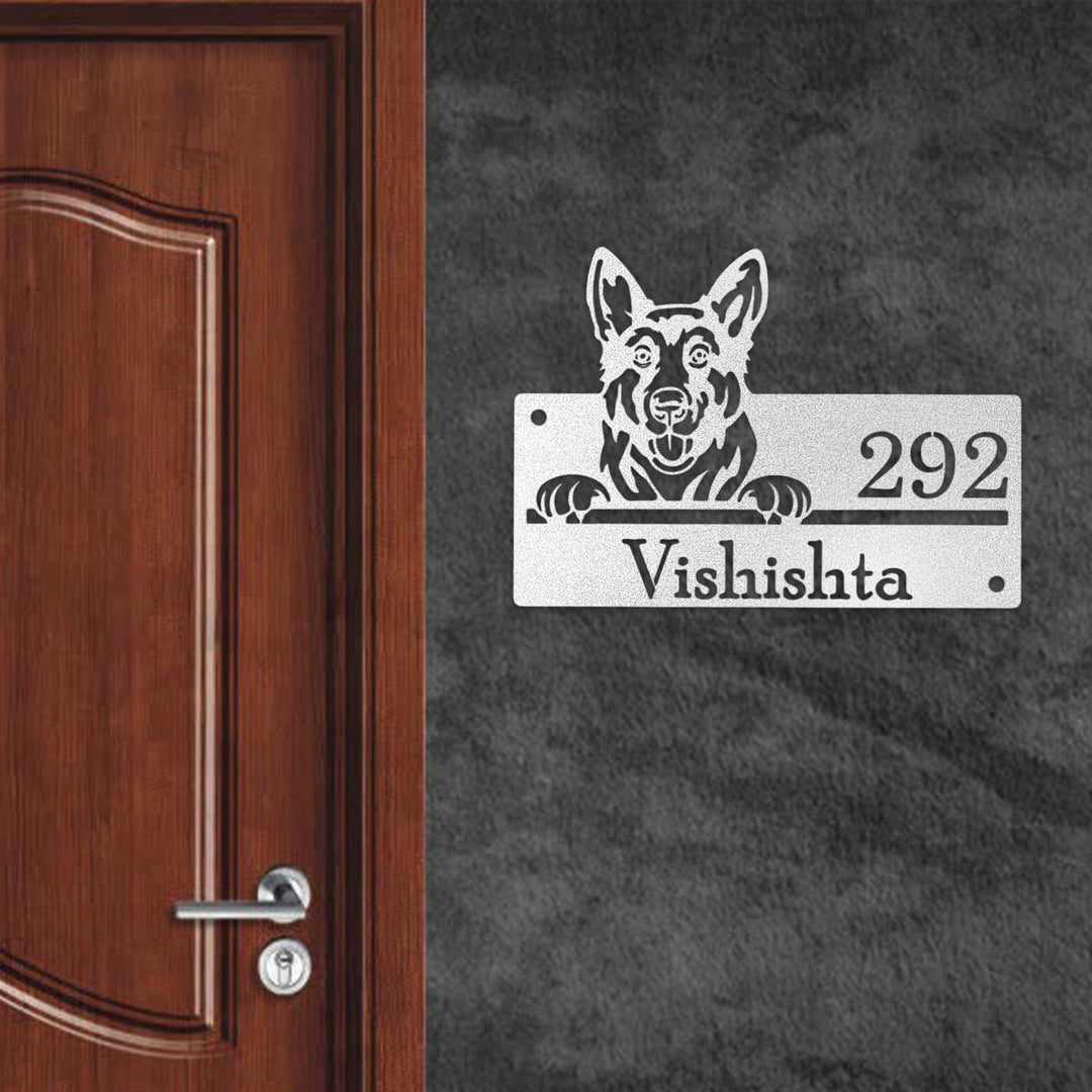 Personalized Weatherproof Artistic Dog Theme Metal Name Plate