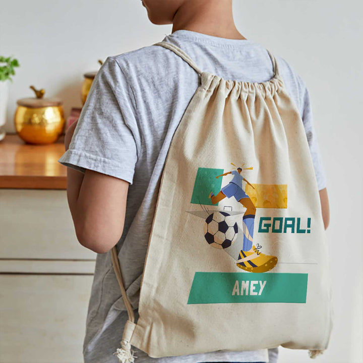 Personalized Football Goals Boys Theme Cotton Backpack