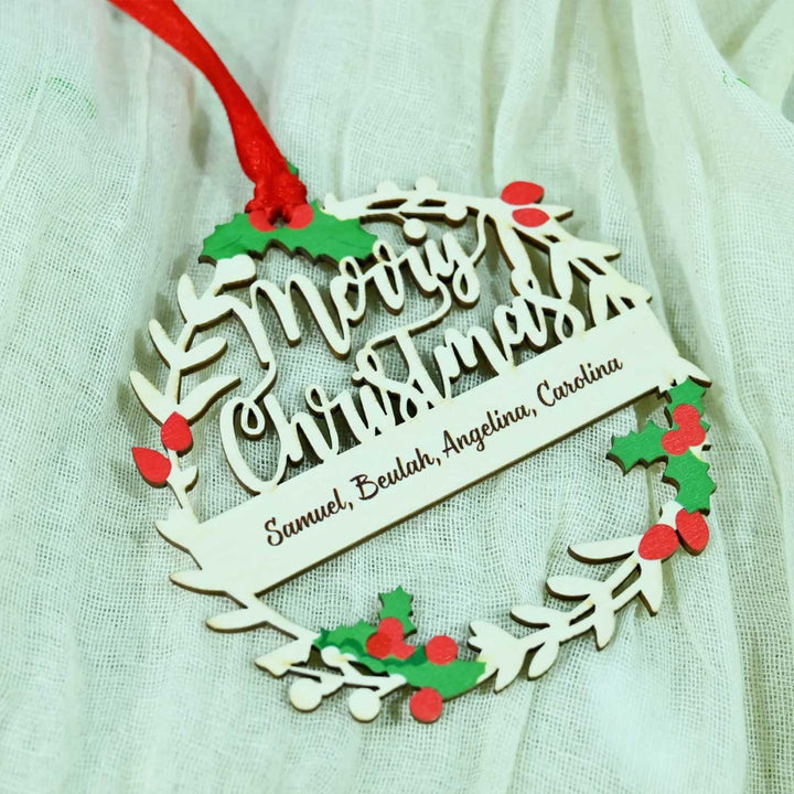 Personalized Wreath Wooden Ornament For Christmas Tree Decoration