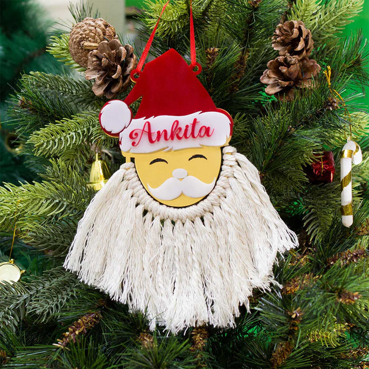 Personalized Santa Macrame Acrylic Ornaments For Christmas Tree Decoration