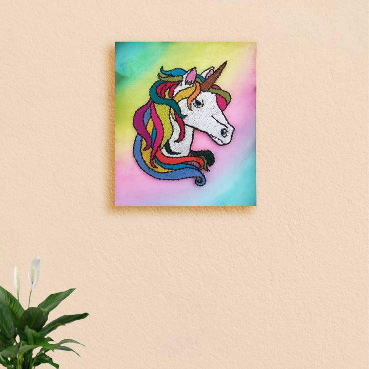 Handmade String Art Unicorn Theme Mdf Wood Decorative Plaque