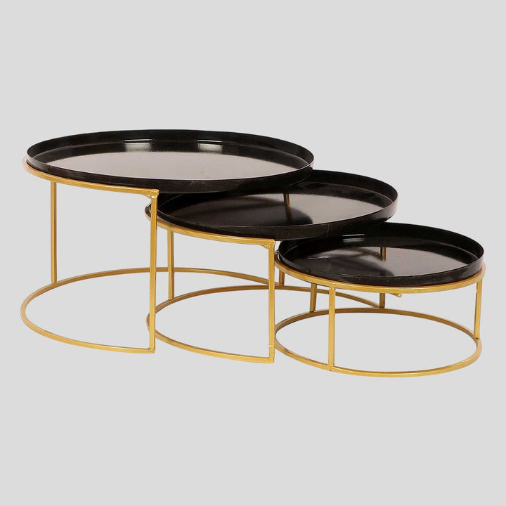 Handmade Black & Gold Buffet Riser Platter | Set Of 3