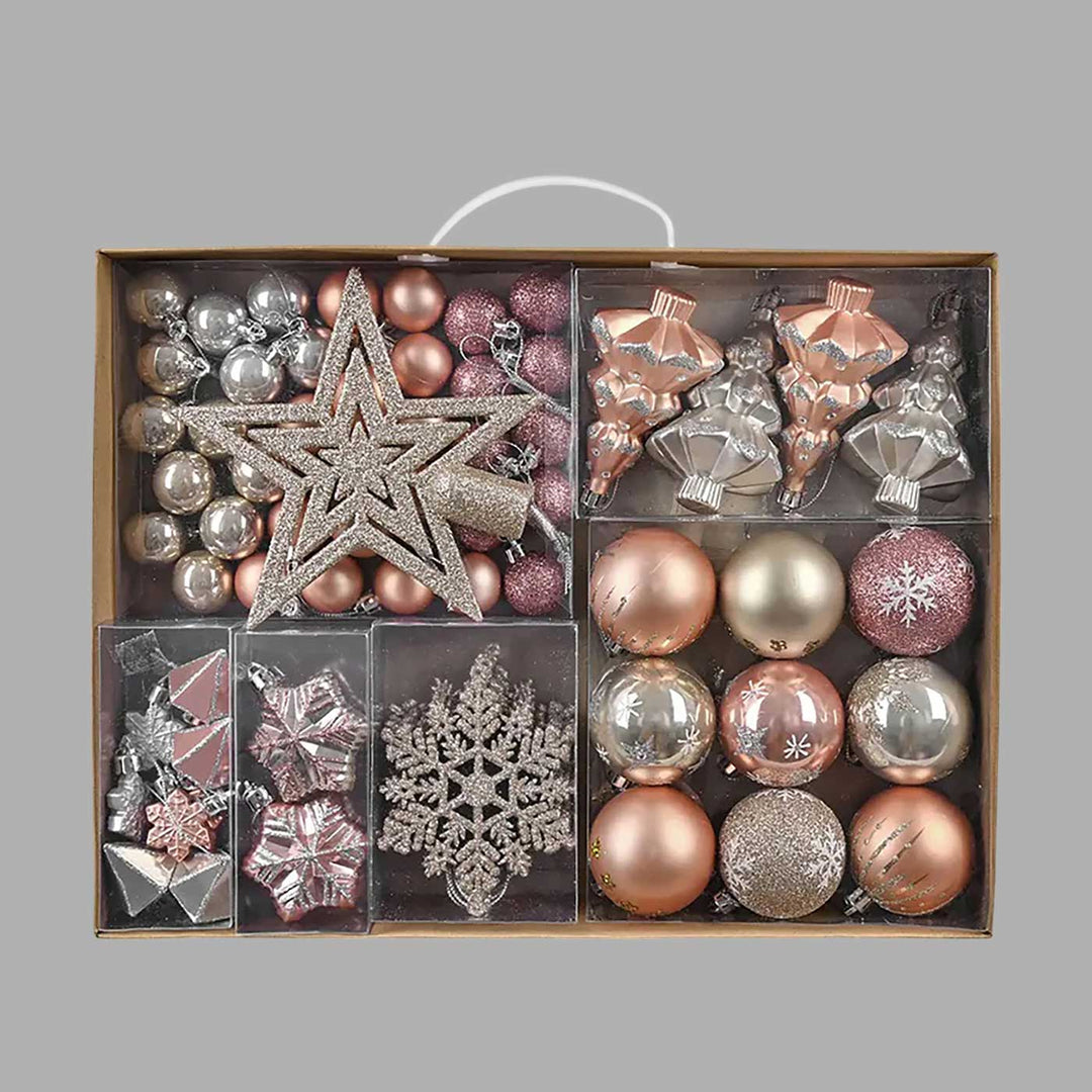 Bronze Metal Shaded Christmas Ball Ornaments For Decoration | Set of 70