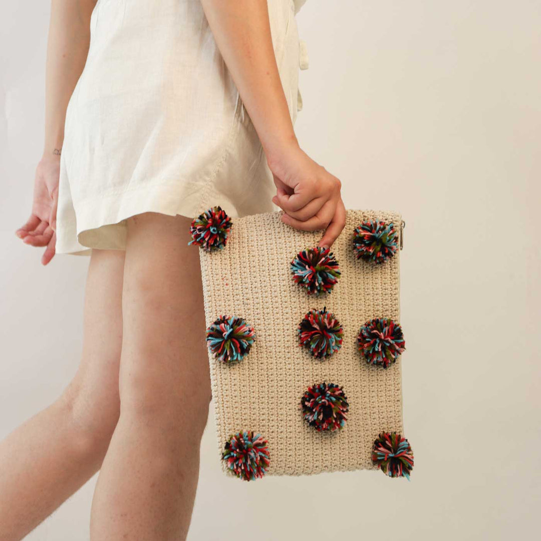 Handmade Crochet Pom Pom Pouch