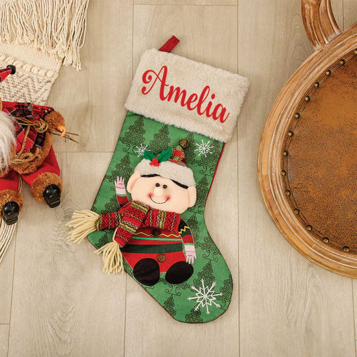 Personalized The Famous Five' Cotton & Fur Stockings For Christmas Decoration