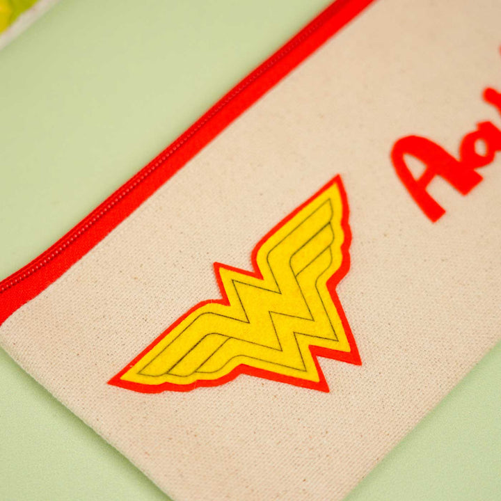 Personalized Wonder Woman Theme Stationary Pouch