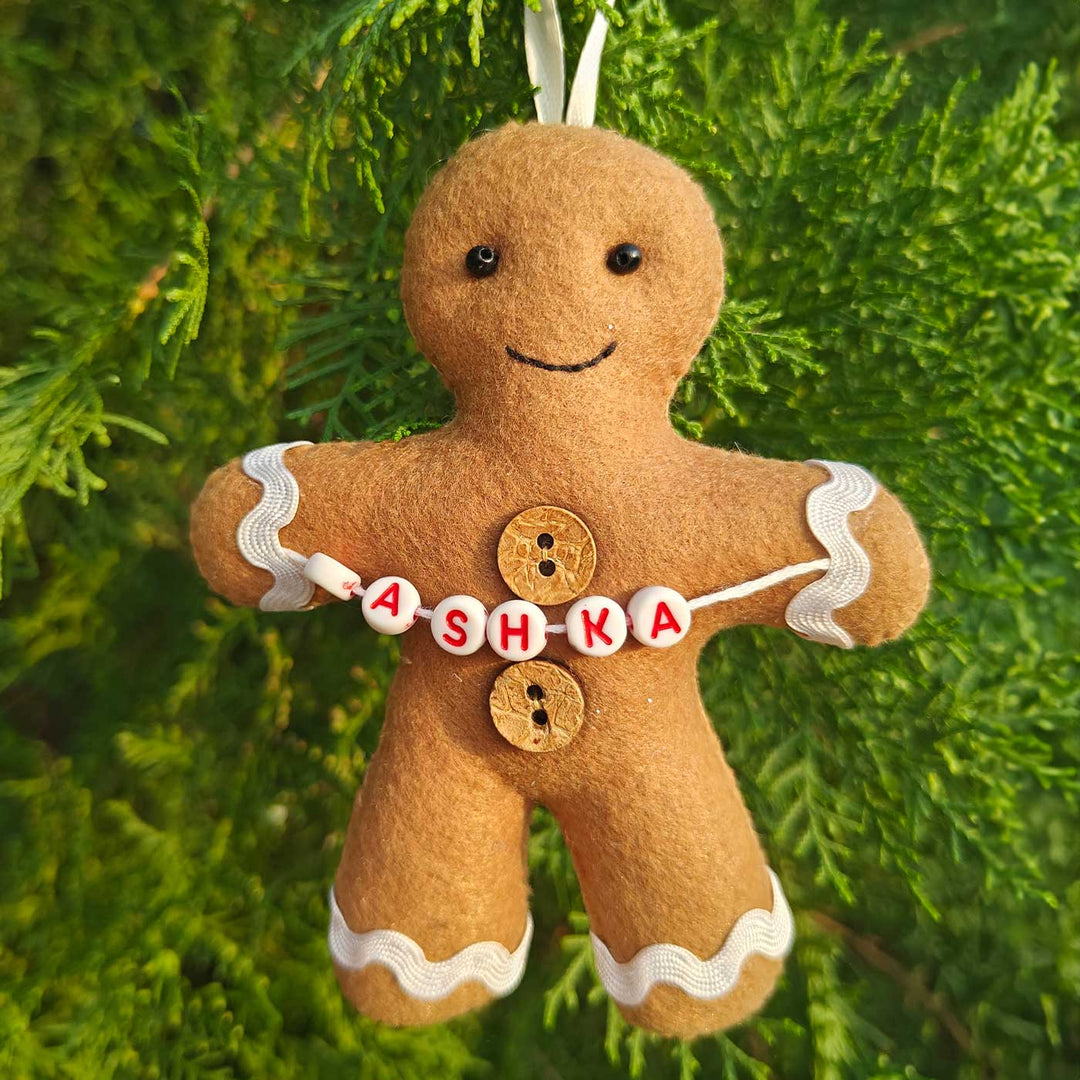 Personalized Gingerbread Felt Ornament For Christmas Tree Decoration