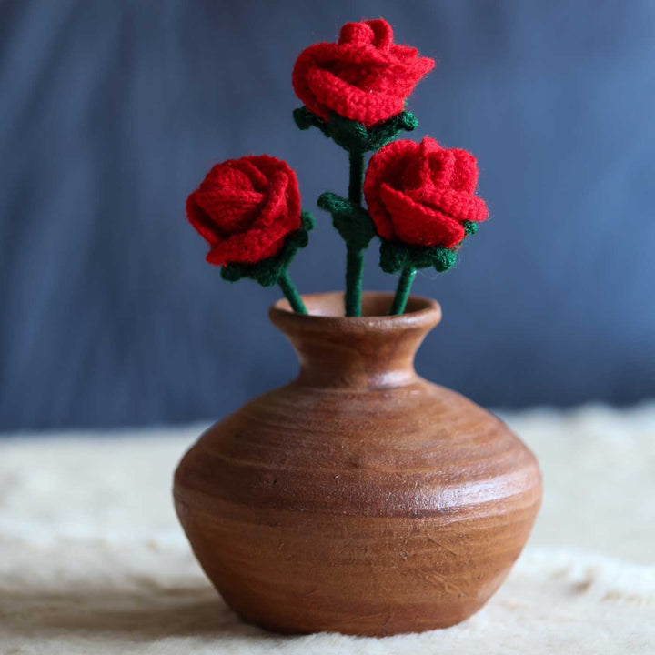 Handmade Crochet Red Rose Flower | Set of 2