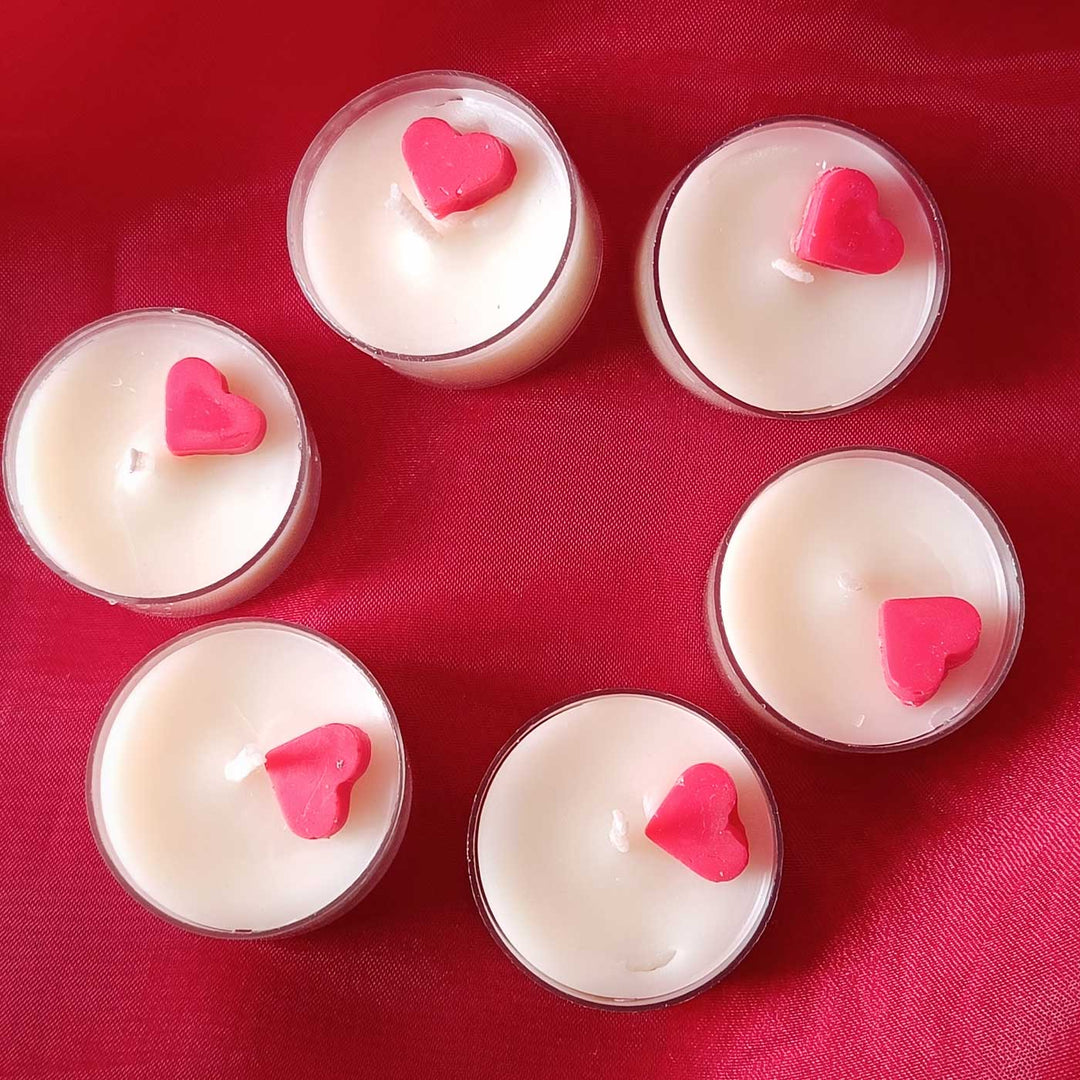 Mini Heart Wax Tealight Candle | Set Of 6